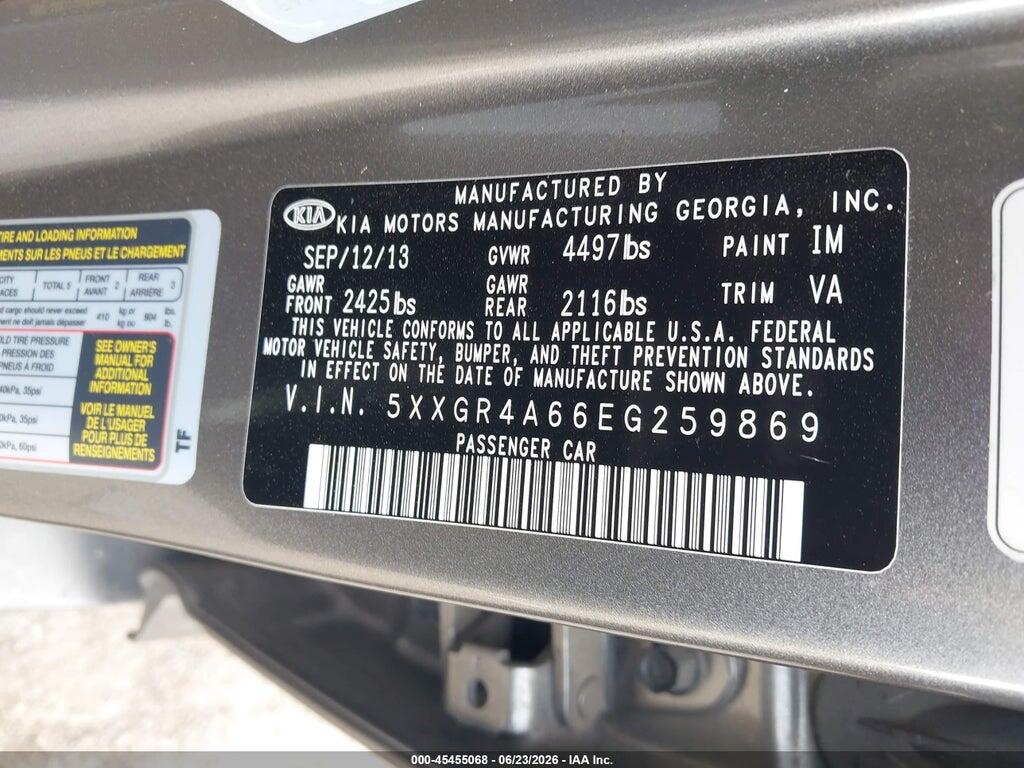 5XXGR4A66EG259869 2014 KIA OPTIMA photo no. 9