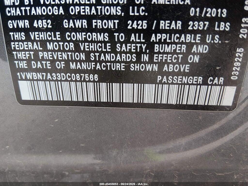 1VWBN7A33DC087566 2013 VOLKSWAGEN PASSAT photo no. 9