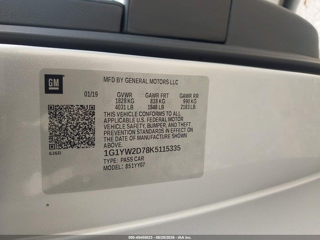 1G1YW2D78K5115335 2019 CHEVROLET CORVETTE photo no. 9