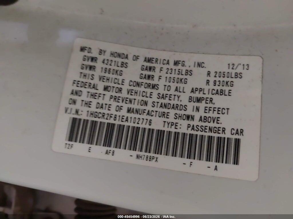 1HGCR2F81EA102776 2014 HONDA ACCORD photo no. 9