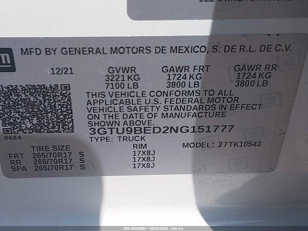 3GTU9BED2NG151777 2022 GMC SIERRA 1500 LIMITED photo no. 9