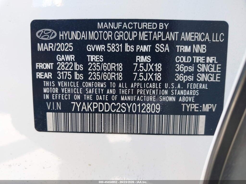 7YAKPDDC2SY012809 2025 HYUNDAI IONIQ 5 photo no. 9
