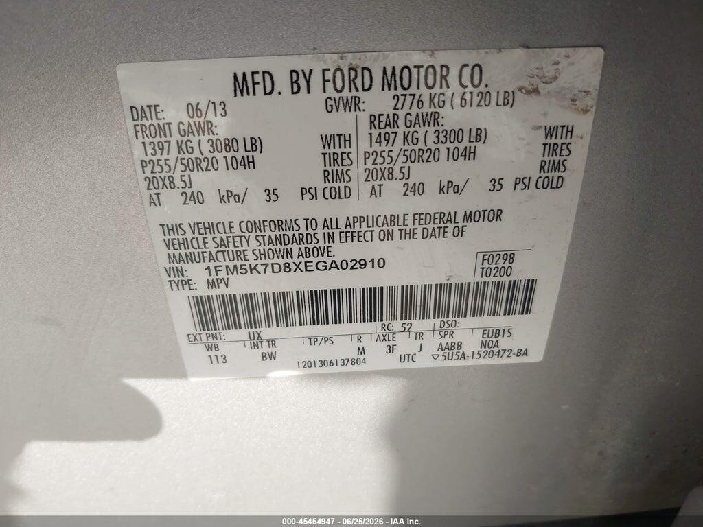 1FM5K7D8XEGA02910 2014 FORD EXPLORER photo no. 9