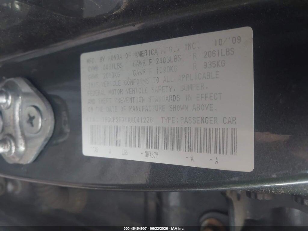 1HGCP2F71AA041226 2010 HONDA ACCORD photo no. 9
