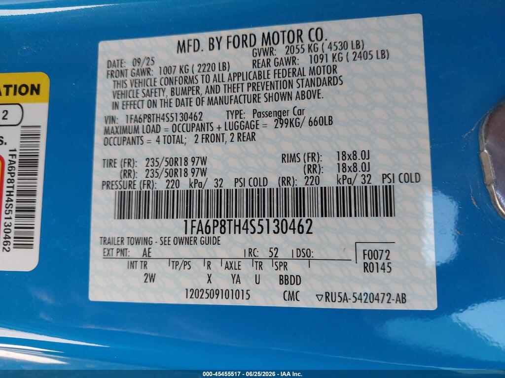1FA6P8TH4S5130462 2025 FORD MUSTANG photo no. 9