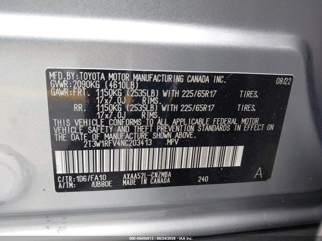 2T3W1RFV4NC203413 2022 TOYOTA RAV4 photo no. 9