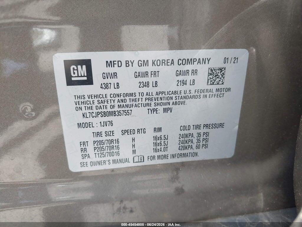 KL7CJPSB0MB357557 2021 CHEVROLET TRAX photo no. 9