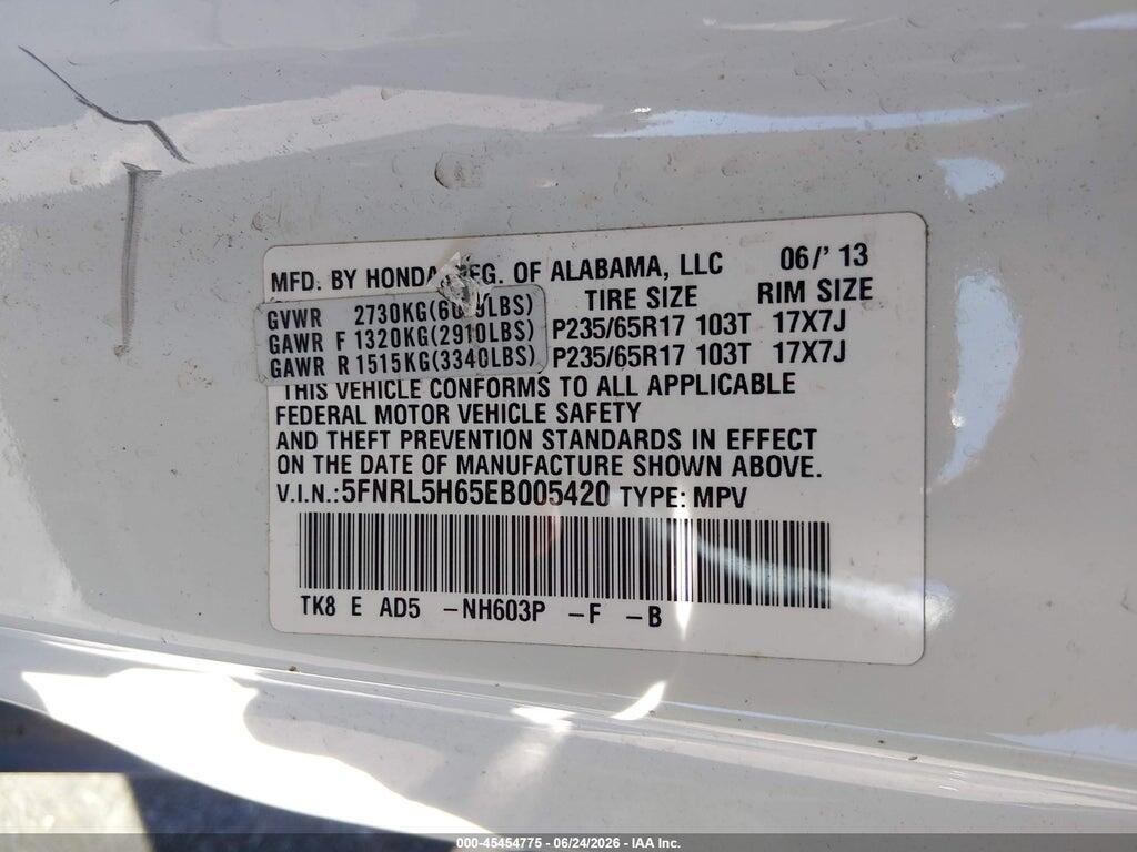 5FNRL5H65EB005420 2014 HONDA ODYSSEY photo no. 9