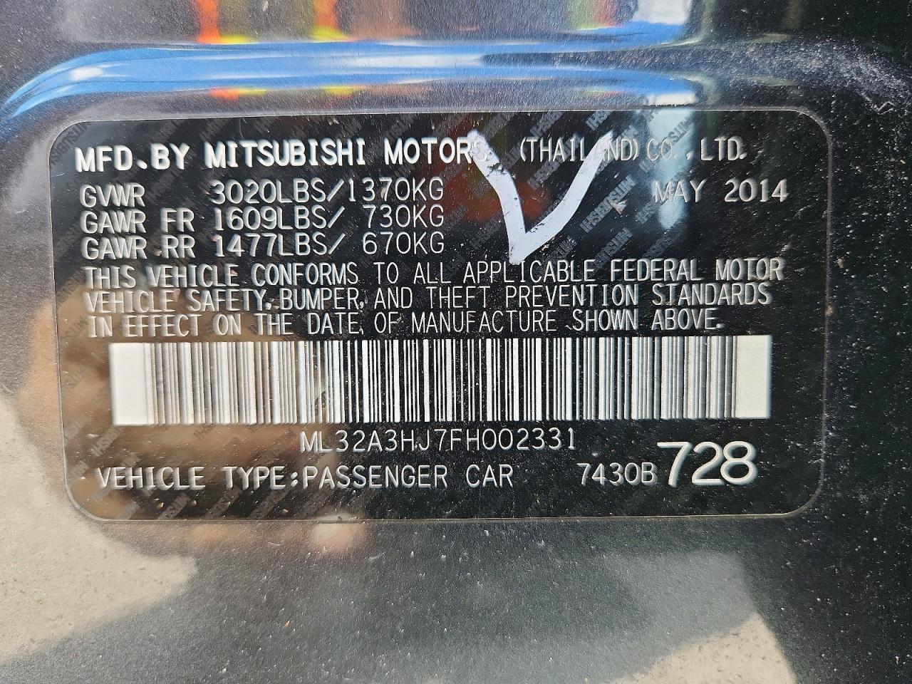 2015 MITSUBISHI MIRAGE DE — Фото 12 из 12