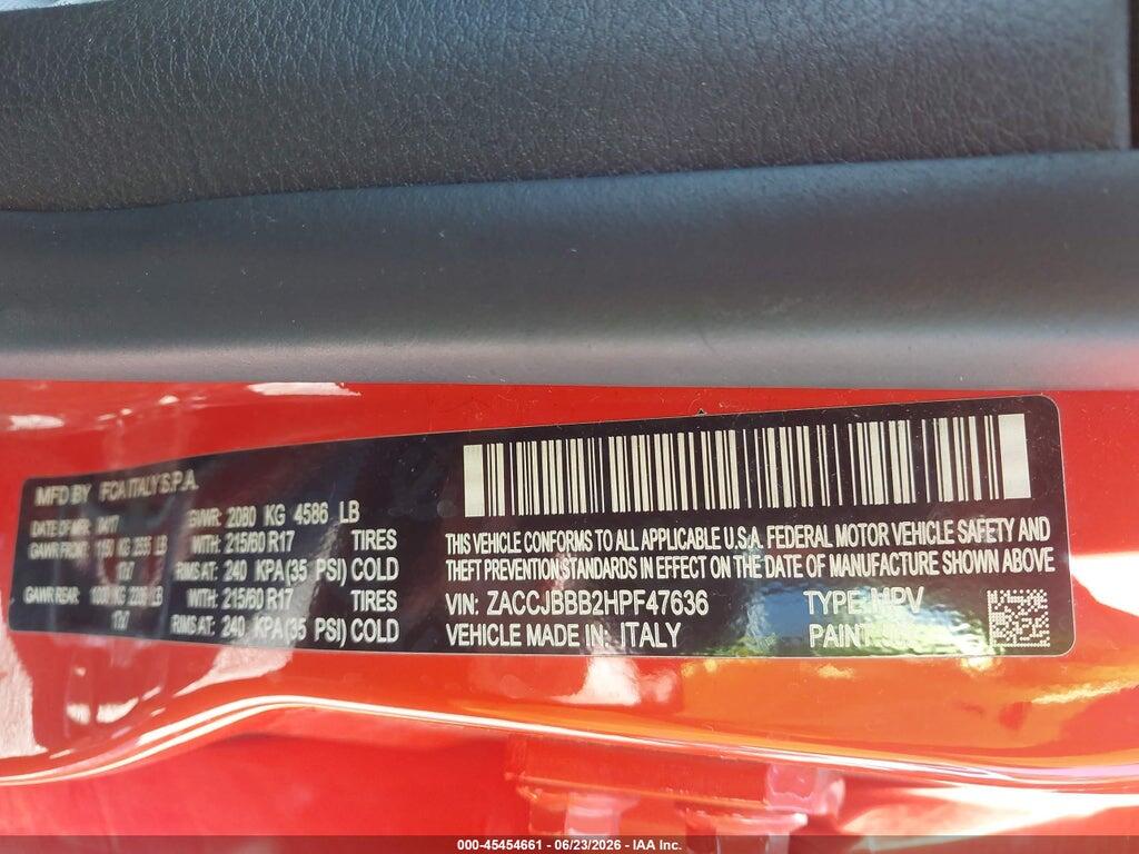 ZACCJBBB2HPF47636 2017 JEEP RENEGADE photo no. 9