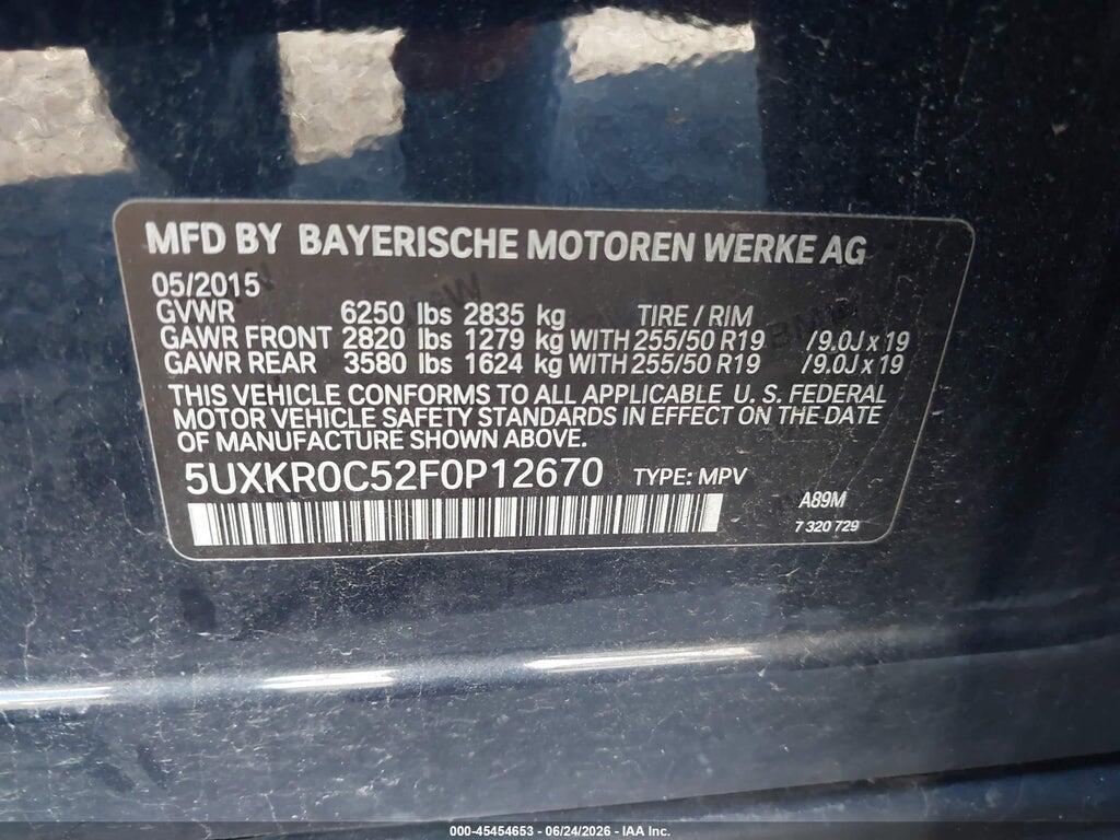5UXKR0C52F0P12670 2015 BMW X5 photo no. 9