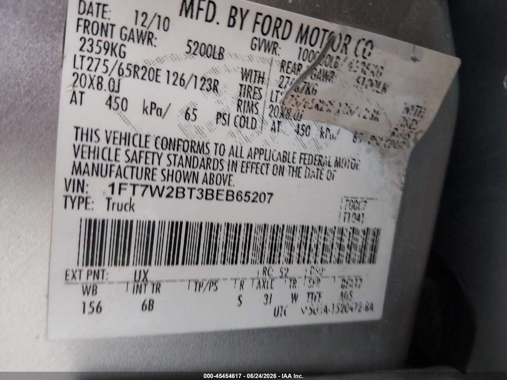 1FT7W2BT3BEB65207 2011 FORD SUPER DUTY F-250 SRW photo no. 9