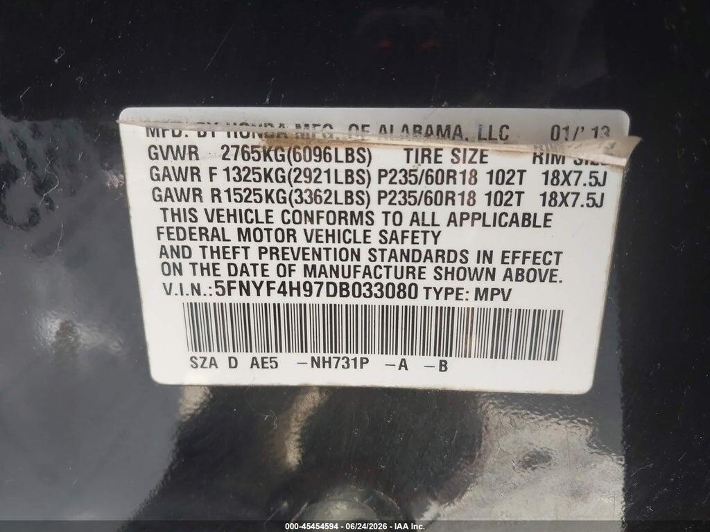 5FNYF4H97DB033080 2013 HONDA PILOT photo no. 9
