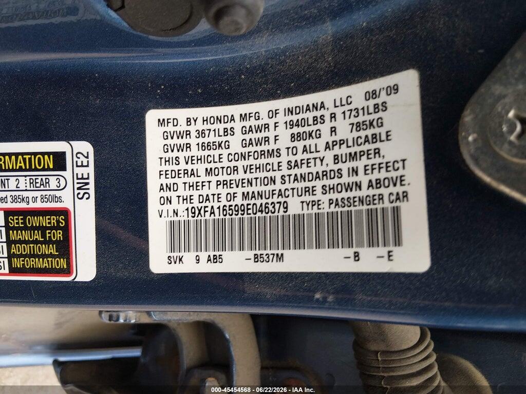 19XFA16599E046379 2009 HONDA CIVIC photo no. 9