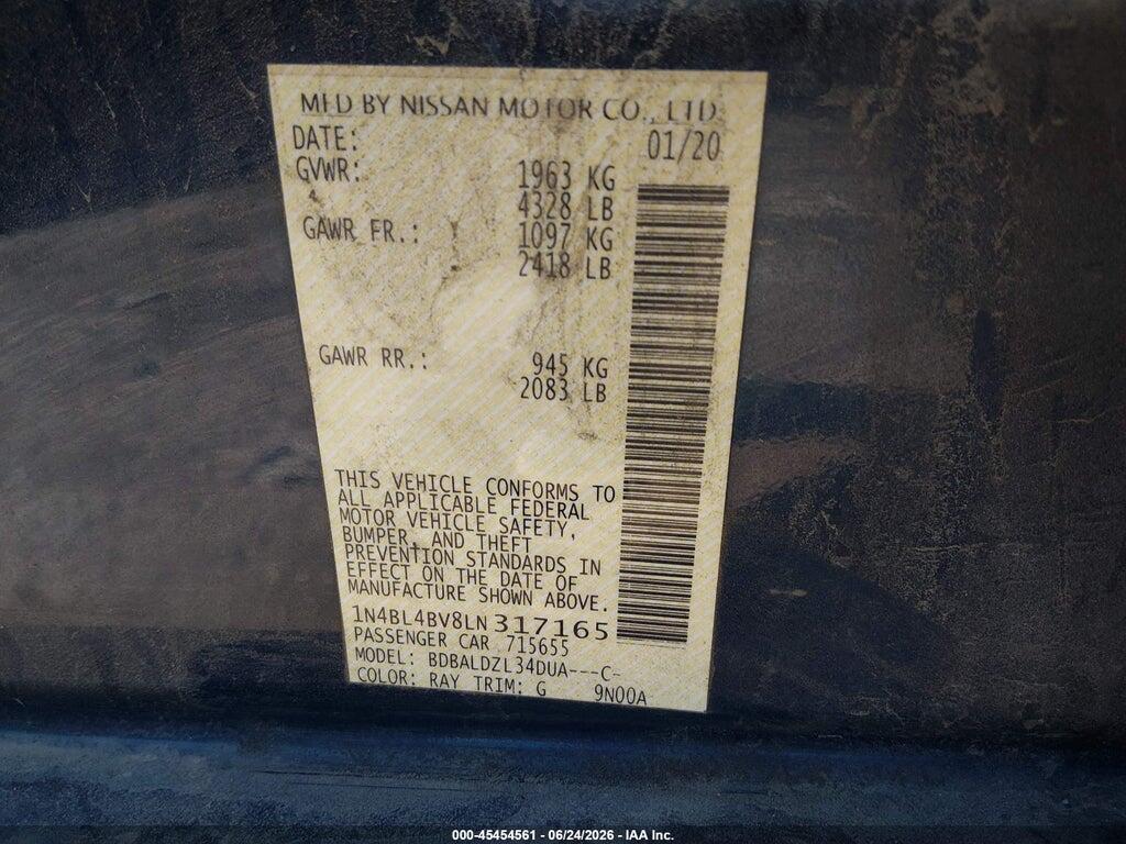 1N4BL4BV8LN317165 2020 NISSAN ALTIMA photo no. 9