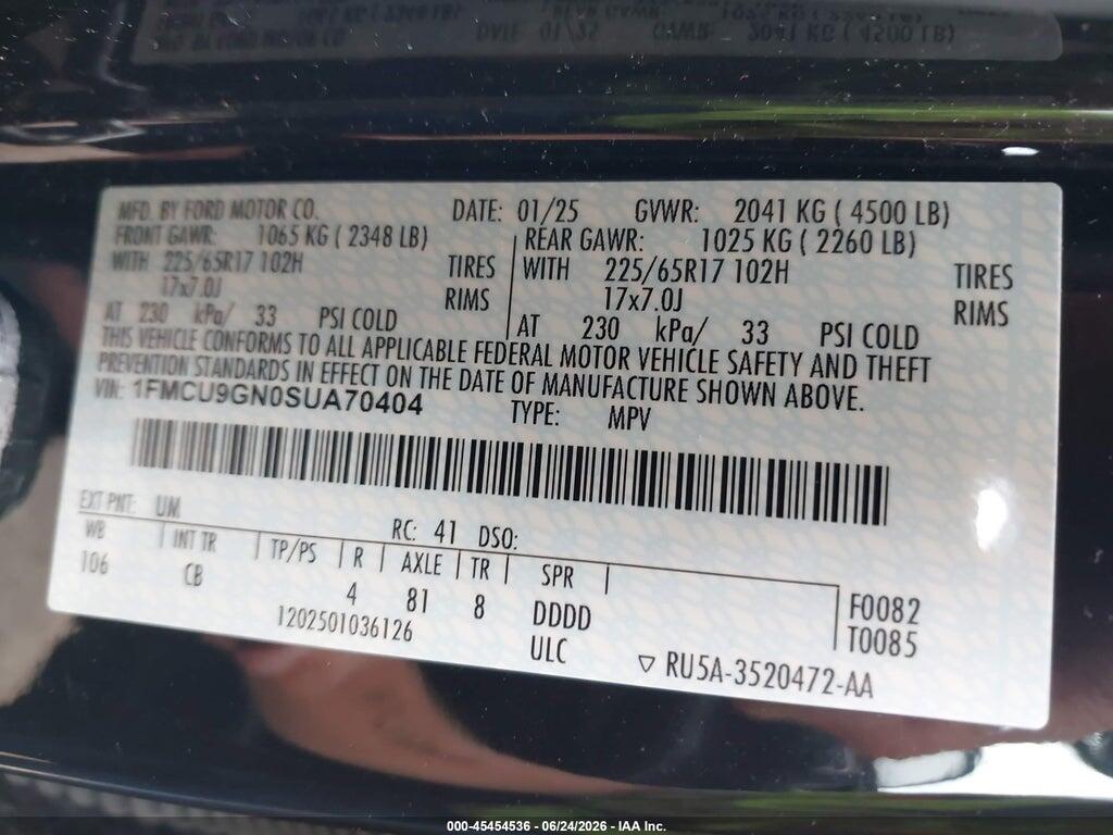 1FMCU9GN0SUA70404 2025 FORD ESCAPE photo no. 9