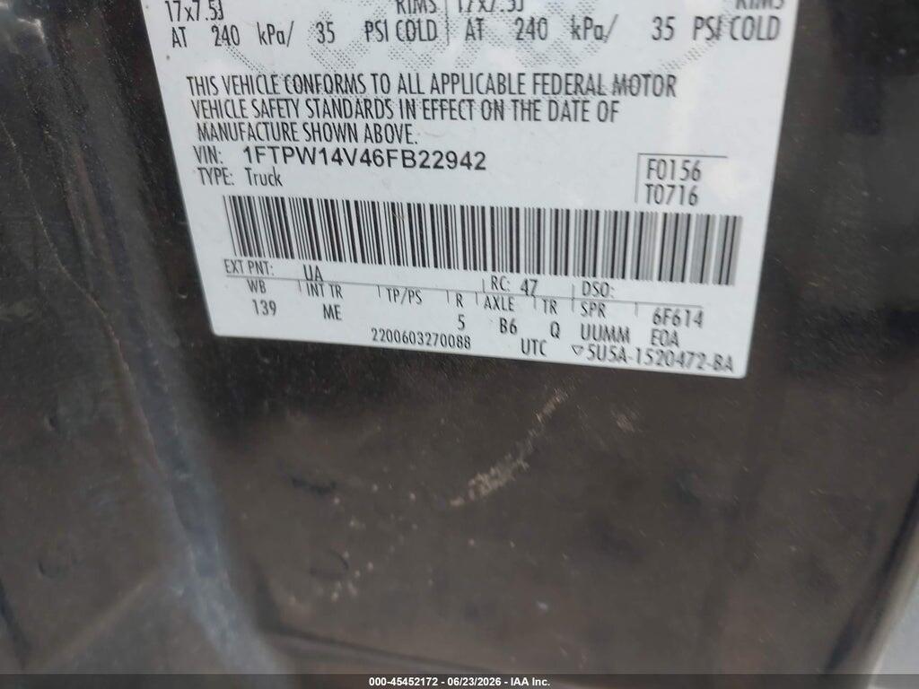 1FTPW14V46FB22942 2006 FORD F-150 photo no. 9