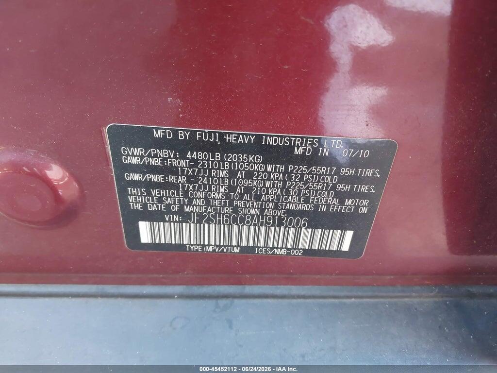 JF2SH6CC8AH913006 2010 SUBARU FORESTER photo no. 9