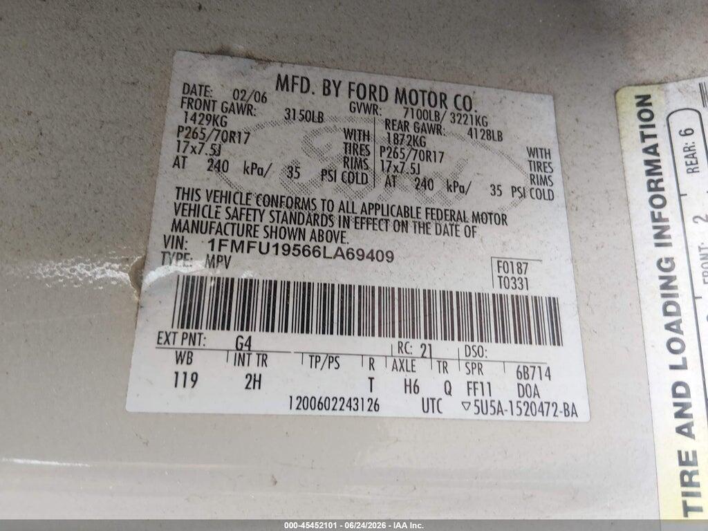 1FMFU19566LA69409 2006 FORD EXPEDITION photo no. 9