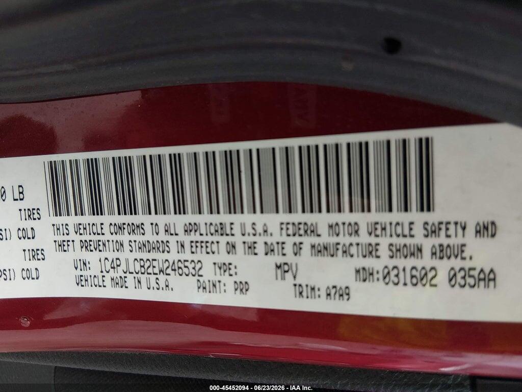 1C4PJLCB2EW246532 2014 JEEP CHEROKEE photo no. 9