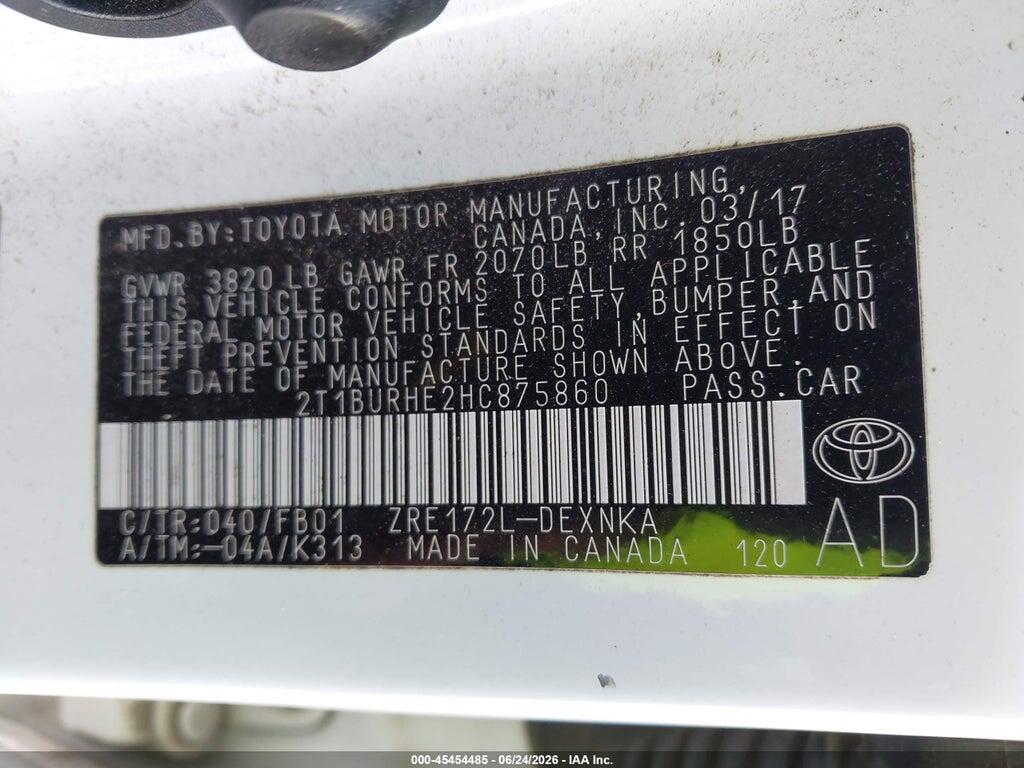 2T1BURHE2HC875860 2017 TOYOTA COROLLA photo no. 9