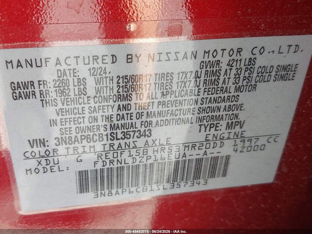 3N8AP6CB1SL357343 2025 NISSAN KICKS photo no. 9