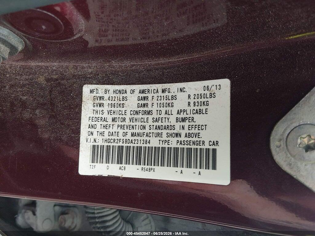 1HGCR2F59DA231384 2013 HONDA ACCORD photo no. 9