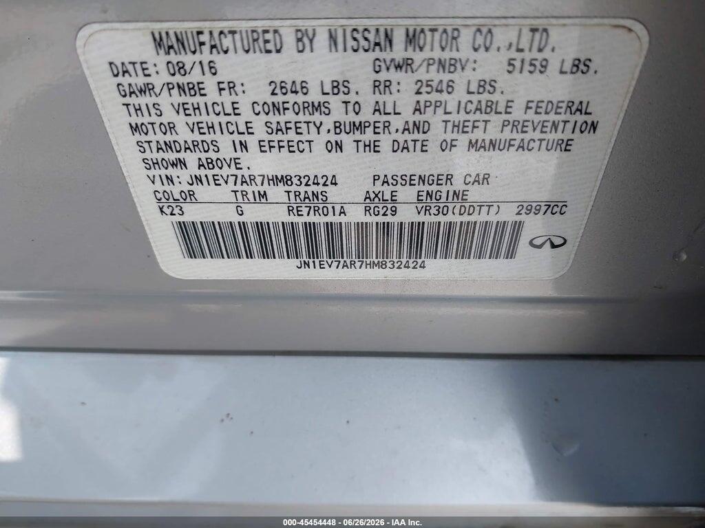 JN1EV7AR7HM832424 2017 INFINITI Q50 photo no. 9