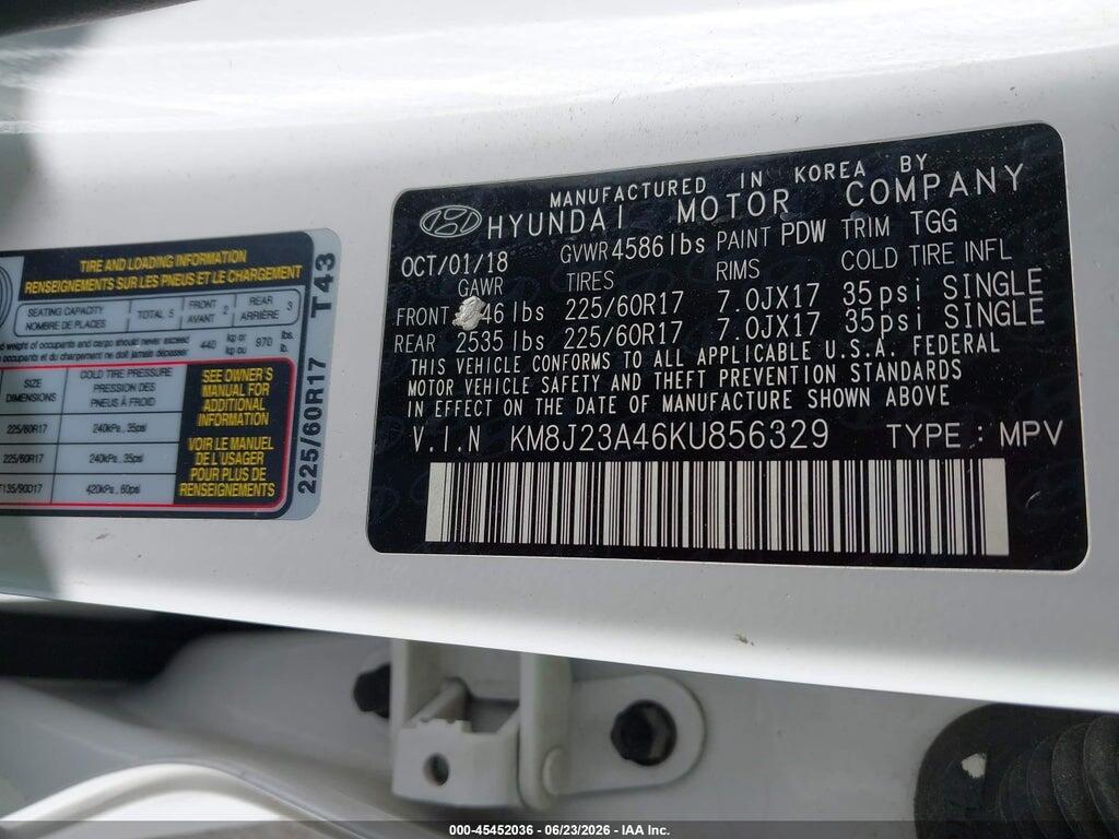 KM8J23A46KU856329 2019 HYUNDAI TUCSON photo no. 9
