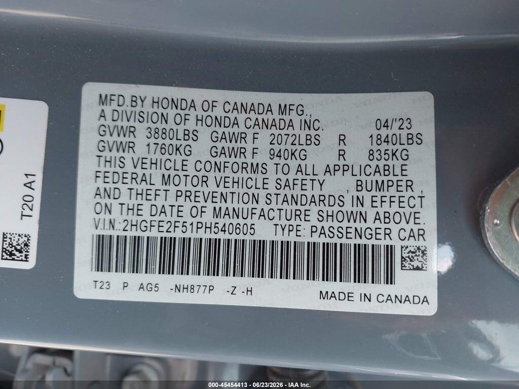 2HGFE2F51PH540605 2023 HONDA CIVIC photo no. 9