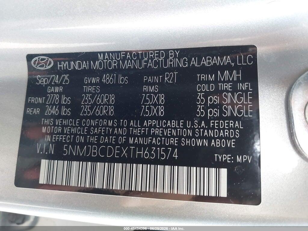 5NMJBCDEXTH631574 2026 HYUNDAI TUCSON photo no. 9
