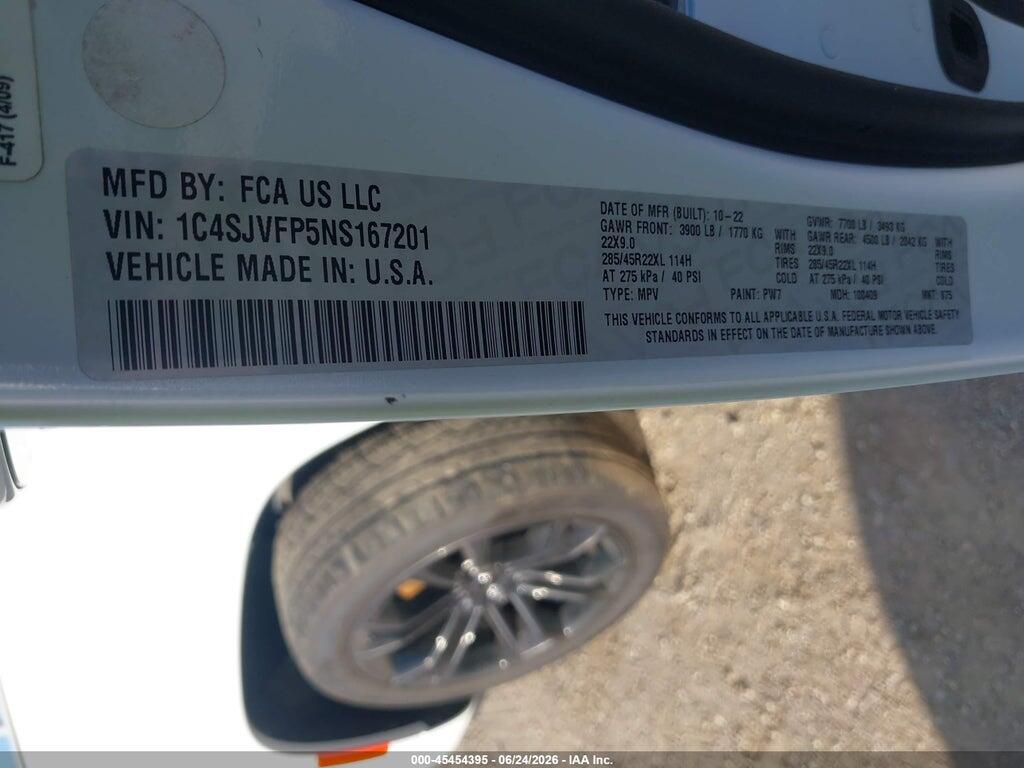 1C4SJVFP5NS167201 2022 JEEP GRAND WAGONEER photo no. 9