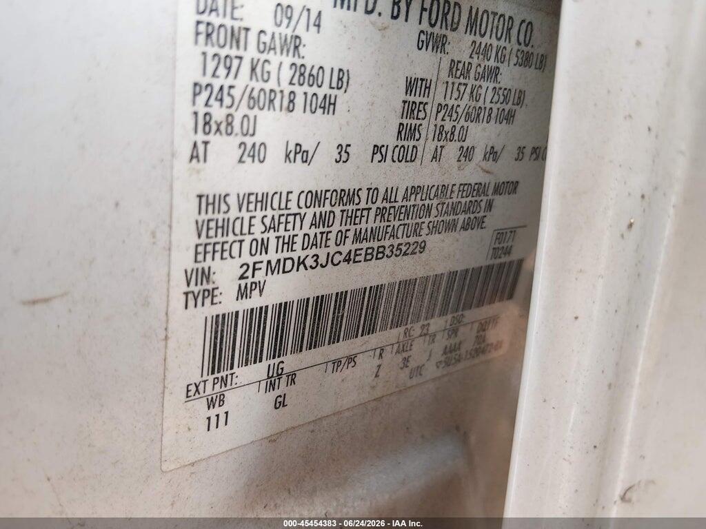 2FMDK3JC4EBB35229 2014 FORD EDGE photo no. 9