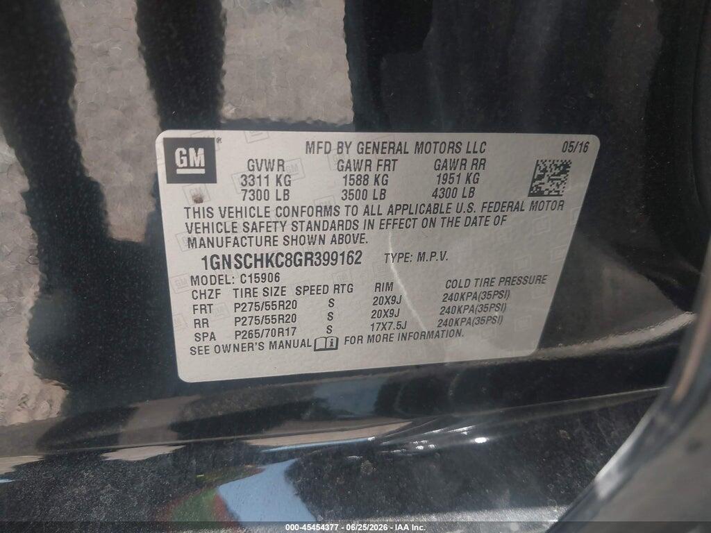 1GNSCHKC8GR399162 2016 CHEVROLET SUBURBAN photo no. 9