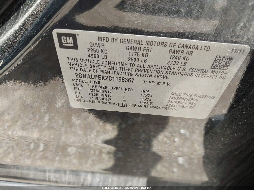 2GNALPEK2C1198367 2012 CHEVROLET EQUINOX photo no. 9