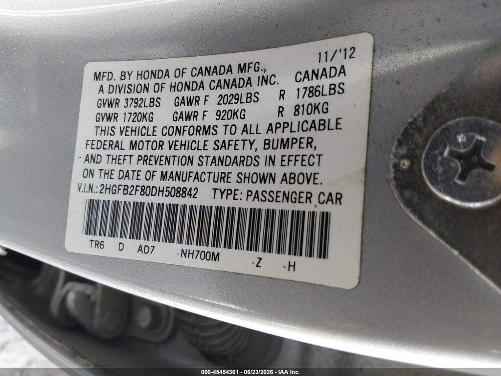 2HGFB2F80DH508842 2013 HONDA CIVIC photo no. 9