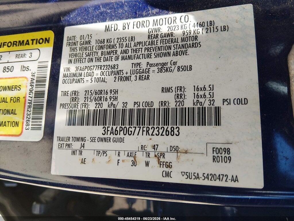 3FA6P0G77FR232683 2015 FORD FUSION photo no. 9