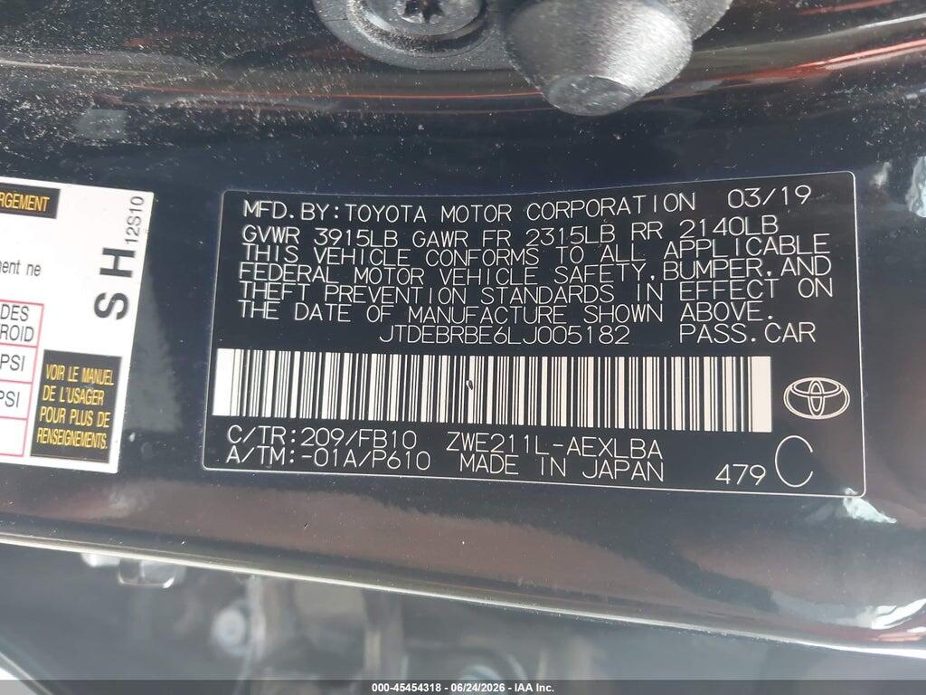 JTDEBRBE6LJ005182 2020 TOYOTA COROLLA photo no. 9