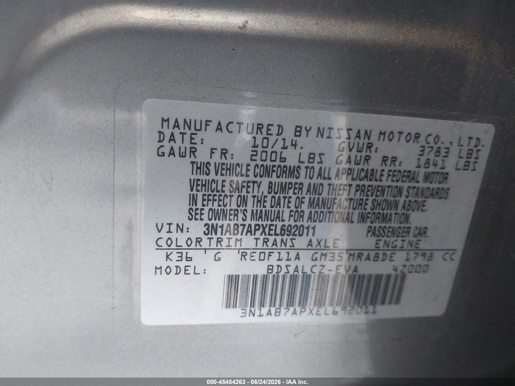 3N1AB7APXEL692011 2014 NISSAN SENTRA photo no. 9