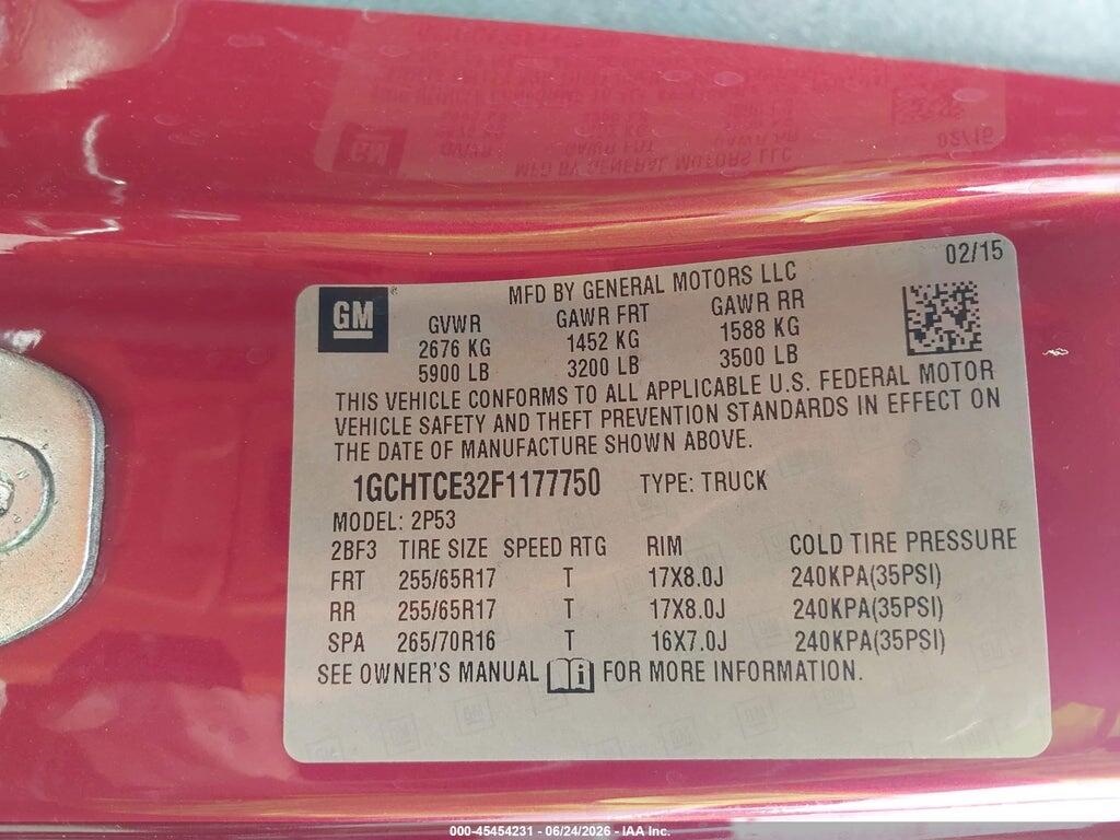 1GCHTCE32F1177750 2015 CHEVROLET COLORADO photo no. 9