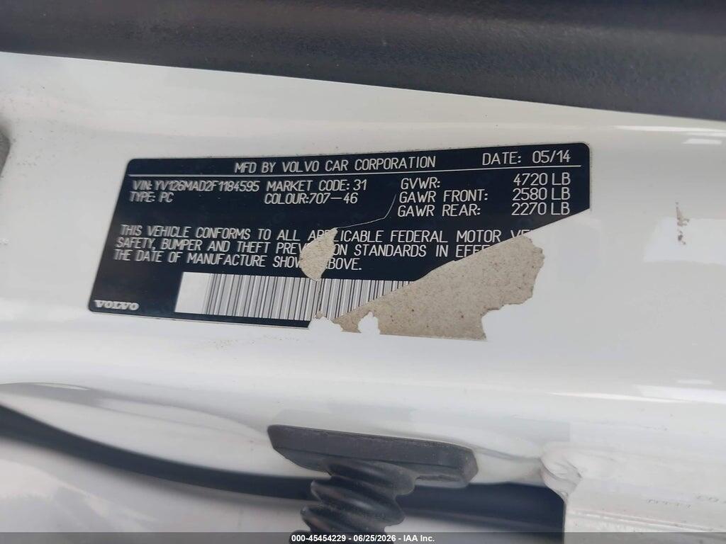 YV126MAD2F1184595 2015 VOLVO S80 photo no. 9
