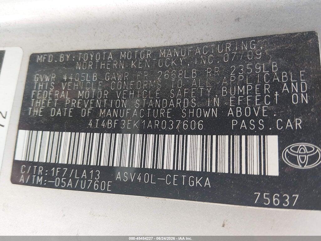 4T4BF3EK1AR037606 2010 TOYOTA CAMRY photo no. 9