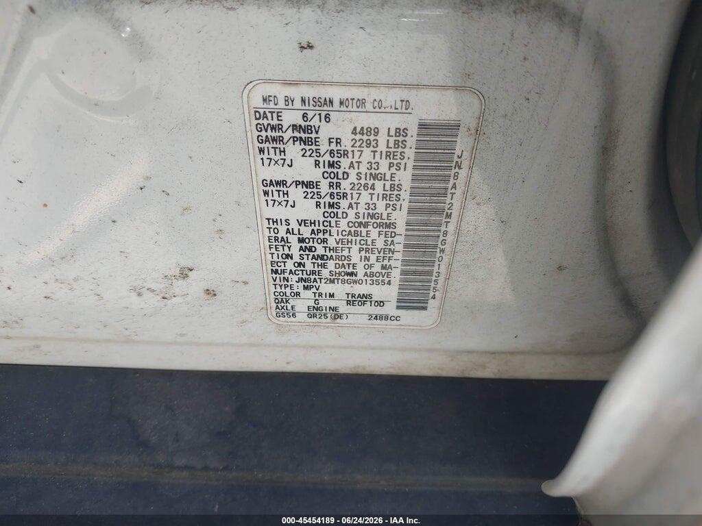 JN8AT2MT8GW013554 2016 NISSAN ROGUE photo no. 9