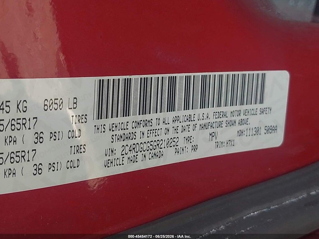 2C4RDGCG5GR210252 2016 DODGE GRAND CARAVAN photo no. 9
