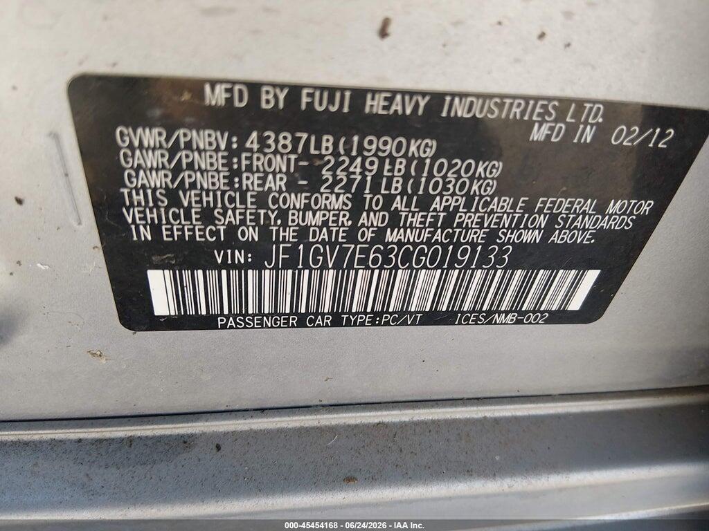 JF1GV7E63CG019133 2012 SUBARU IMPREZA photo no. 9