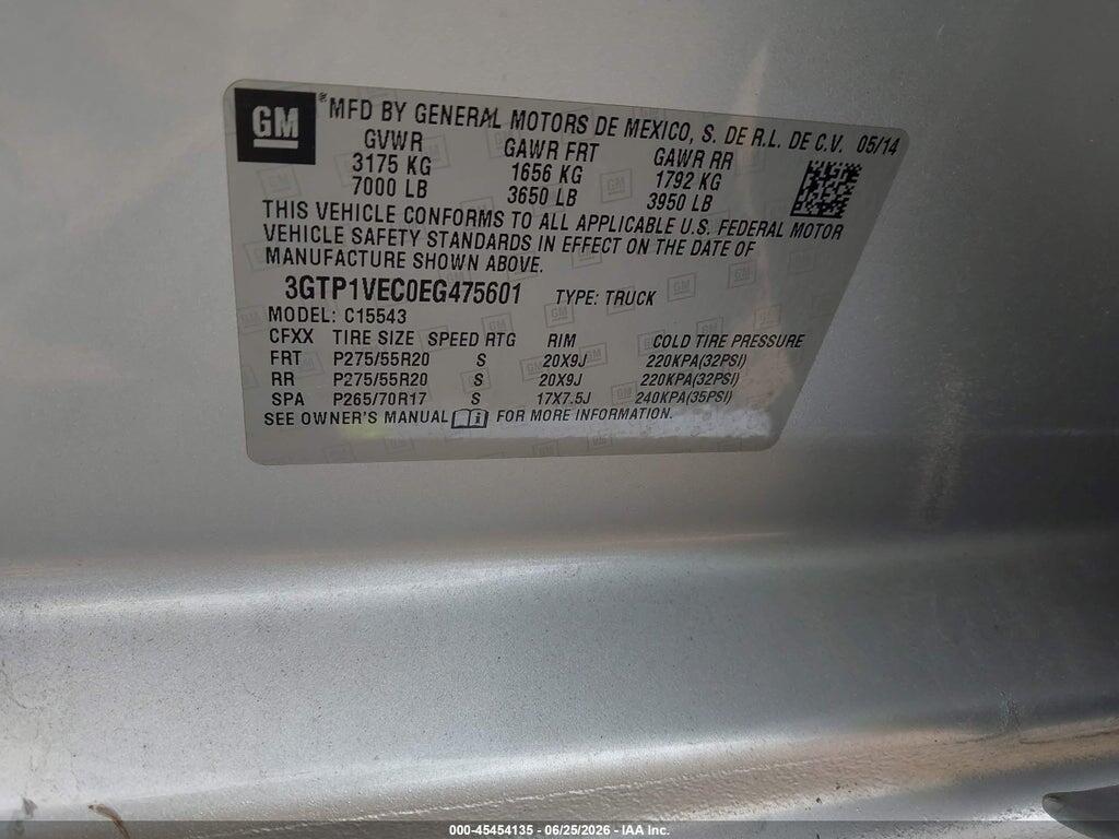 3GTP1VEC0EG475601 2014 GMC SIERRA 1500 photo no. 9