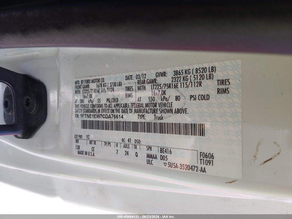 1FTNE1EW7CDA76614 2012 FORD E-150 photo no. 9
