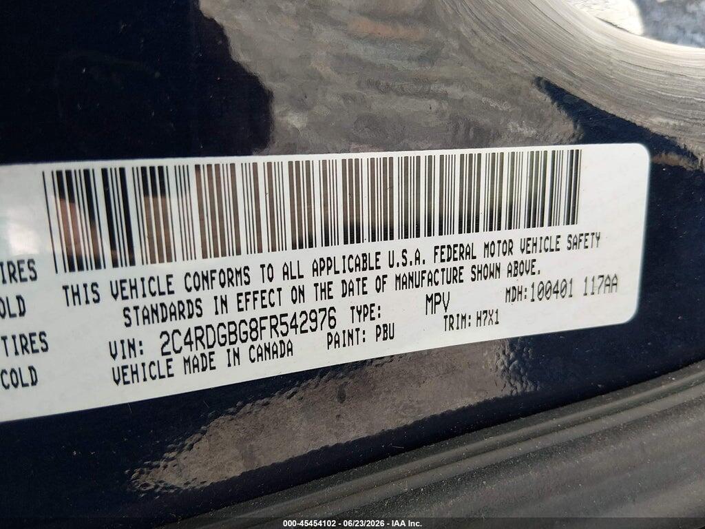 2C4RDGBG8FR542976 2015 DODGE GRAND CARAVAN photo no. 9