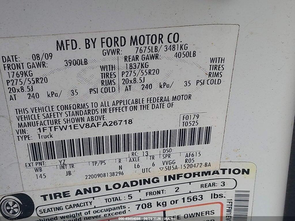 1FTFW1EV8AFA26718 2010 FORD F-150 photo no. 9