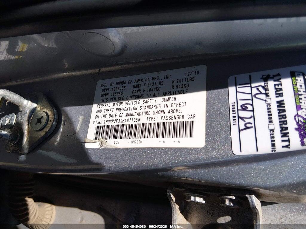 1HGCP2F30BA071056 2011 HONDA ACCORD photo no. 9